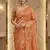 Peach Color Hand work with cut work aarko border Sattin silk Saree