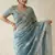 Sky Blue Color Hand work with cut work aarko border Sattin silk Saree