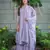 Women's muslin silk embroidered lavender kurta sharara set with dupatta