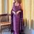 Women's rayon silk printed purple kurta sharara set with chanderi dupatta