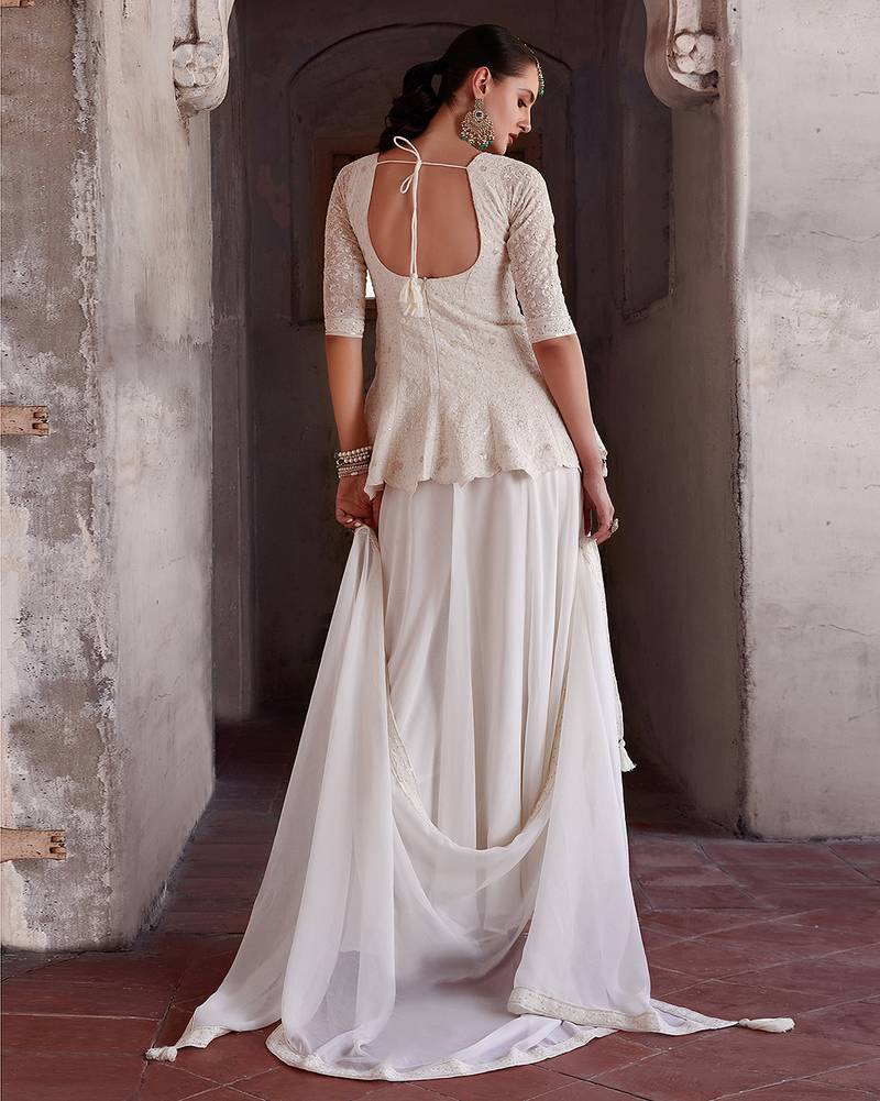 Georgette Embroidery Sequence Work Kurta Palazzo with Dupatta For Women