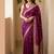 Magenta silk blend saree with classic gold zari border