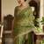 Olive Color Sequence embroidery work with Cut  work border silk Saree