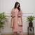 Women's chanderi silk embroidered peach kurta pant set with jacquard dupatta