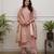Women's chanderi silk embroidered peach kurta pant set with jacquard dupatta