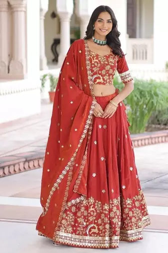 Scarlet Red Traditional Lehenga