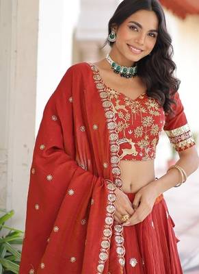 scarlet red traditional lehenga 2