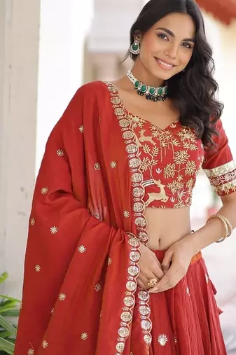 scarlet red traditional lehenga