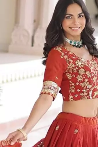 scarlet red traditional lehenga