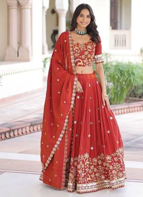 scarlet red traditional lehenga 4