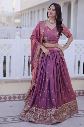 purple bridal lehenga