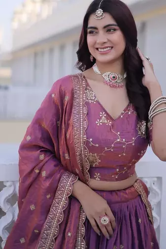 purple bridal lehenga