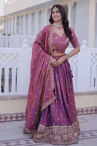 purple bridal lehenga