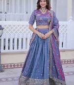lavender blue embroidered lehenga choli with dupatta