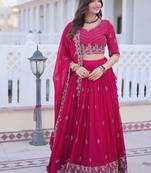pink embroidered lehenga choli with dupatta