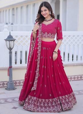 pink embroidered lehenga choli with dupatta 2