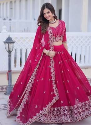 pink embroidered lehenga choli with dupatta 3