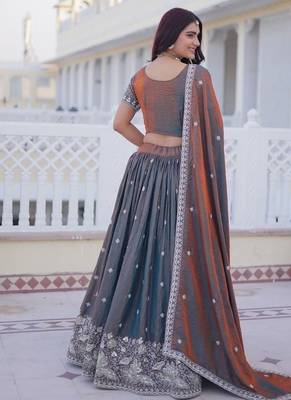 steel grey designer lehenga 2