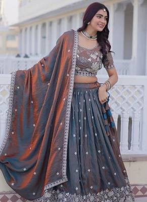 steel grey designer lehenga 1