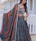 Steel Grey Designer Lehenga