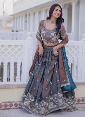 steel grey designer lehenga 4