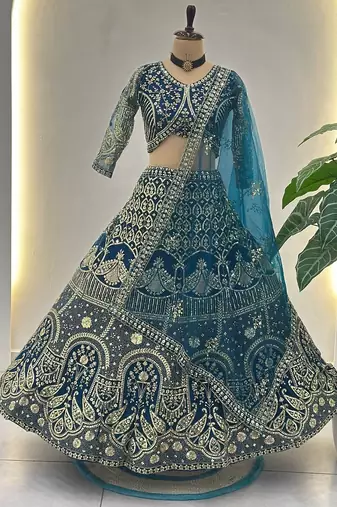 Teal Blue Embroidery Detail