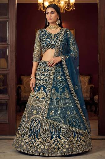 Teal Blue Embroidery Detail