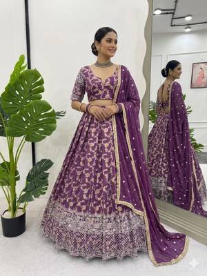 purple embroidered lehenga 1