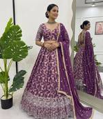 Purple Embroidered Lehenga