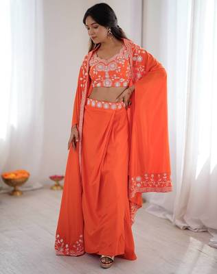 orange draped lehenga Set 2