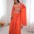 orange draped lehenga Set