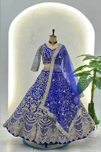 royal blue heavy embroidered lehenga