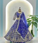 Royal Blue Heavy Embroidered Lehenga