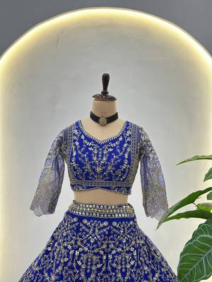royal blue heavy embroidered lehenga 3