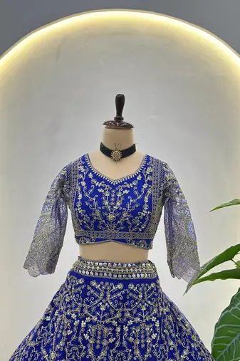 royal blue heavy embroidered lehenga