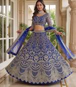 royal blue heavy embroidered lehenga