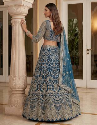 blue embroidered lehenga 2