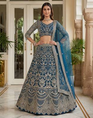 blue embroidered lehenga 4