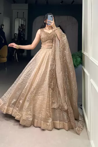 gold party lehenga