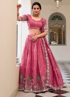 pink floral embroidered lehenga 1