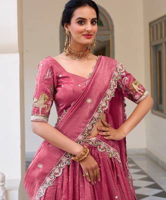 pink floral embroidered lehenga 2