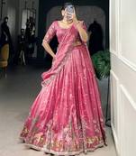 Pink Floral Embroidered Lehenga