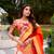 off-white Lehenga with Orange Dupatta