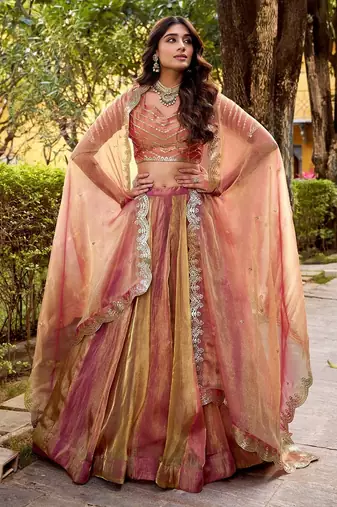 rose gold embroidered lehenga