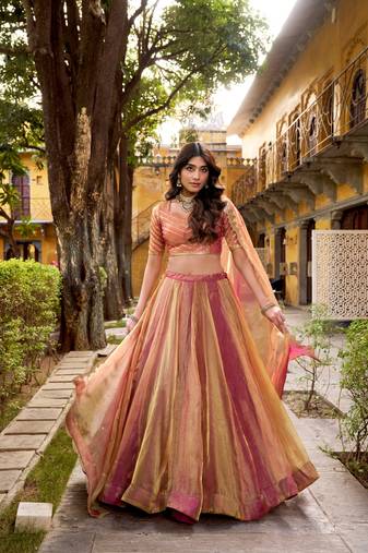 Rose Gold Embroidered Lehenga