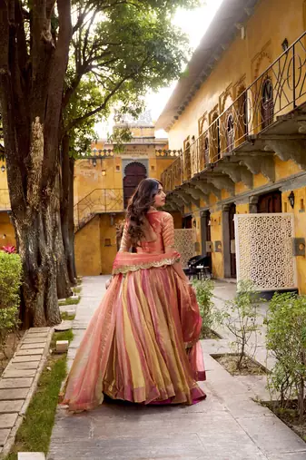 rose gold embroidered lehenga