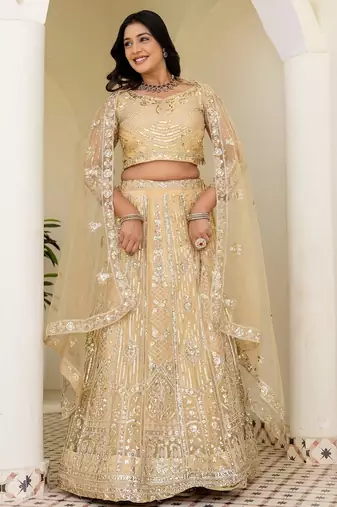 light-Gold Designer Lehenga