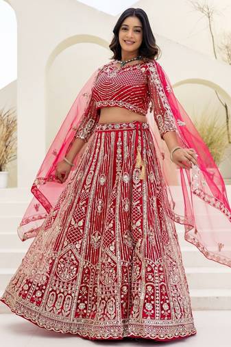 red bridal lehenga