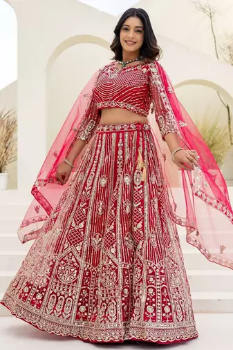 red bridal lehenga