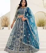 Blue Heavy Embroidered Lehenga
